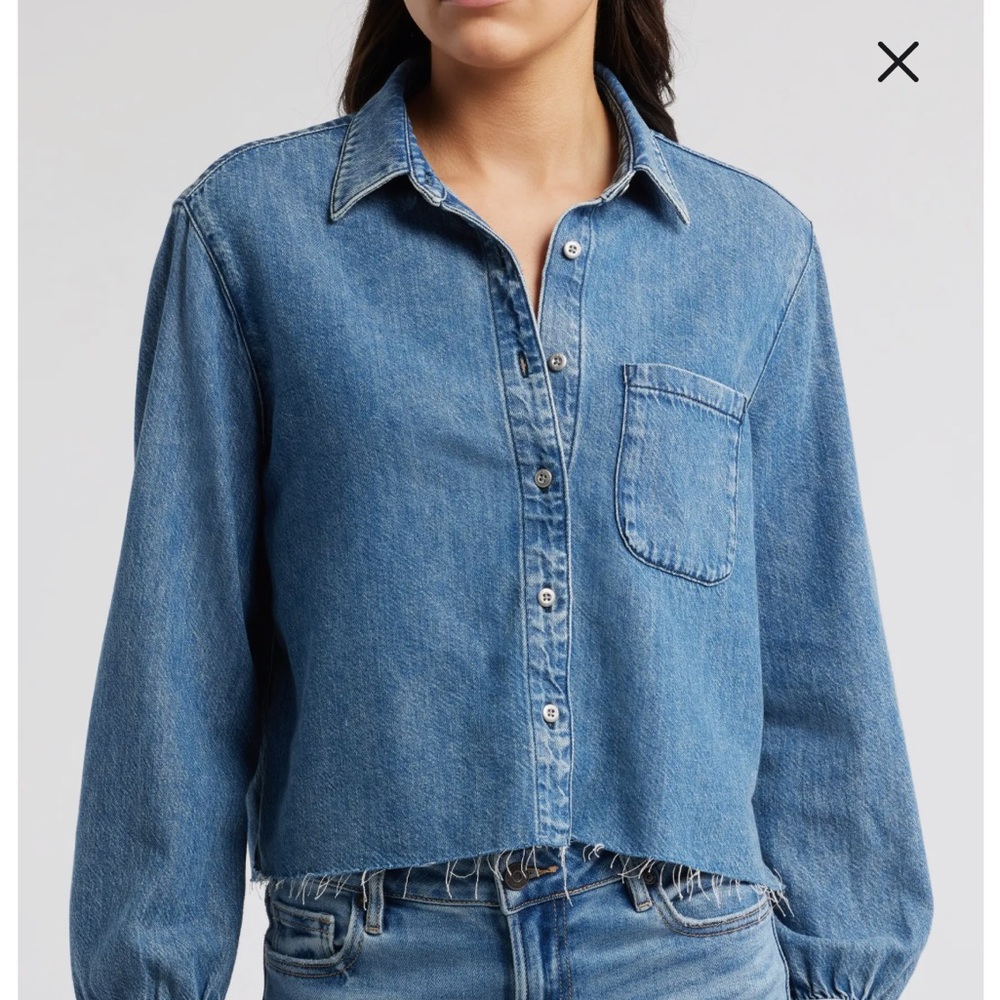 Rag and Bone featherweight denim crop button up. Size xsmall